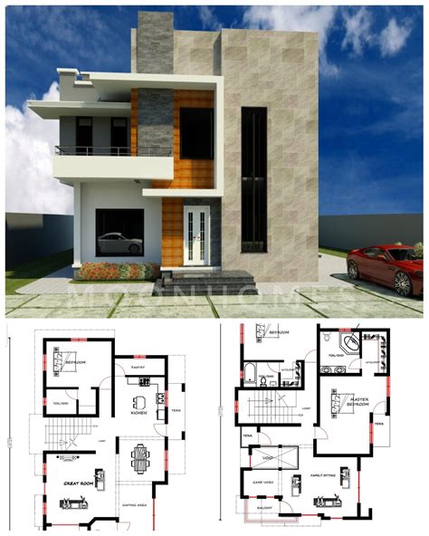 Duplex House Plans For 3 Bedrooms Blueprints Drawing For Small Etsy