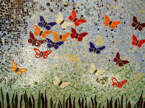 Hand Crafted Wall Decor Butterfly Mosaic I By Aval Glass Art Llc