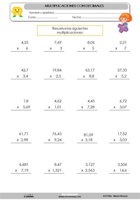 Cálculo Mental De Multiplicaciones Worksheet EFD Multiplicación de