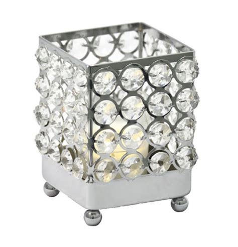 Real Crystal Square Candle Holder Sm