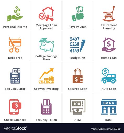 Personal Business Finance Icons Set 2 Royalty Free Vector