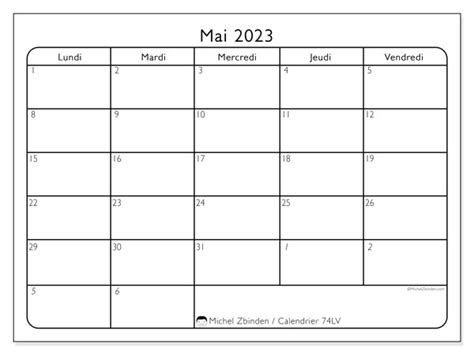 Calendrier Mai 2023 à Imprimer “74ds” Michel Zbinden Ch