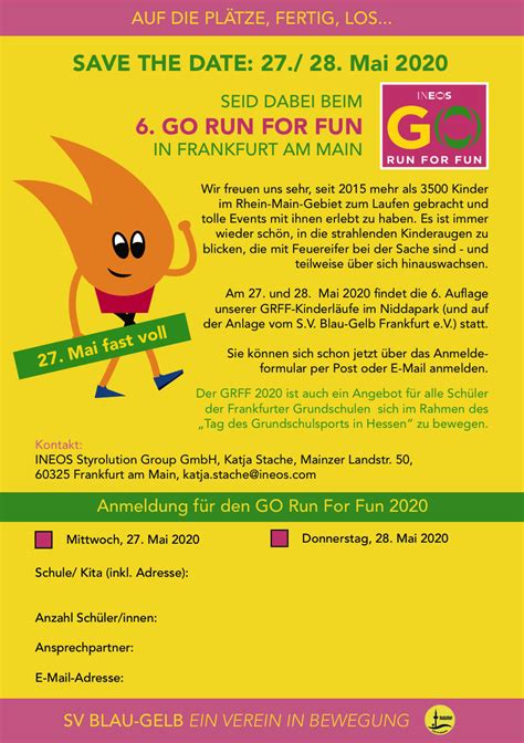 6 Go Run For Fun 27 28 Mai 2020 Save The Date Sv Blau Gelb