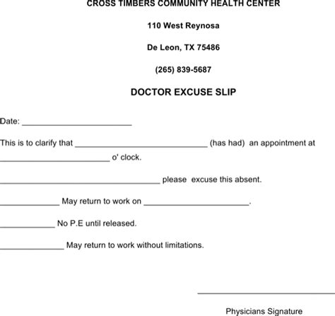 Download Doctors Excuse Note Template For Work For Free Formtemplate