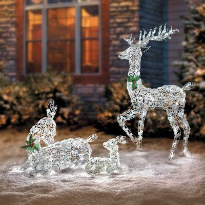 This resting reindeer is made with a glittered this resting reindeer is made with a glittered sisal material that is attractive, strong and durable. Lighted Wireframe Reindeer Family | Christmas yard ...