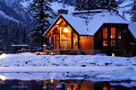 Picture Nature Winter Snow Lake Building