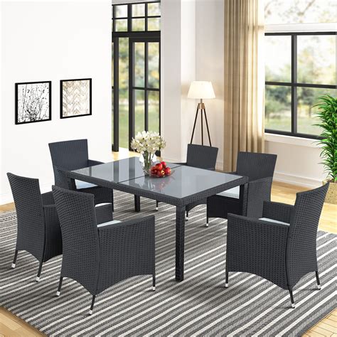 7 Piece Outdoor Wicker Dining Set Enyopro Patio Dining Table Set For 6