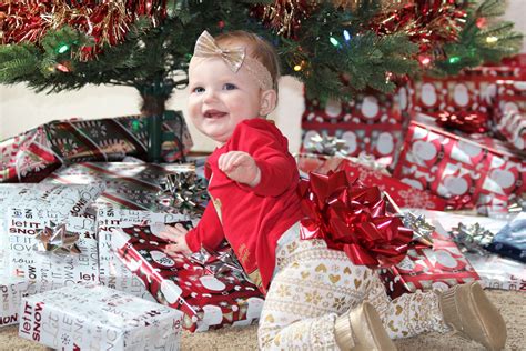 Happy Baby Under Christmas Tree Free Stock Photo Public Domain Pictures