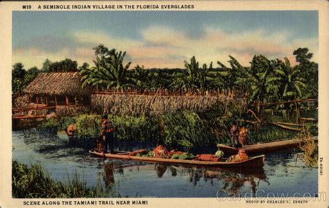 A Seminole Indian Village In The Florida Everglades Miami Fl