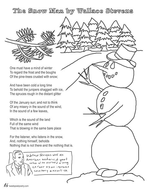 The Snow Man By Wallace Stevens Coloring Page Poem Tweetspeak Poetry