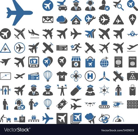 Aviation Icon Set Royalty Free Vector Image Vectorstock