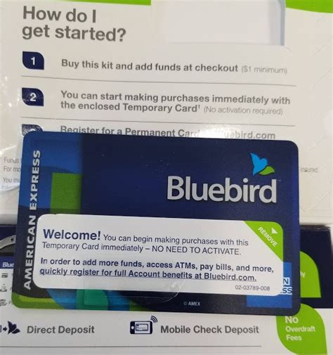 You can register your new card online at bluebird.com. Bluebird temporary card - American Express Bluebird Card Help