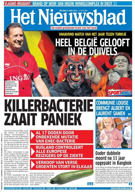Newspaper Het Nieuwsblad Belgium Newspapers In Belgium Fridays