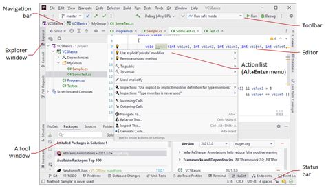 User Interface Jetbrains Rider Documentation