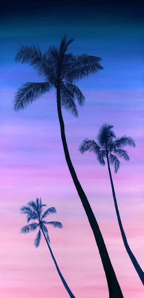 Sunset By The Palm Trees In 2020 Palm Trees Painting Palm Trees