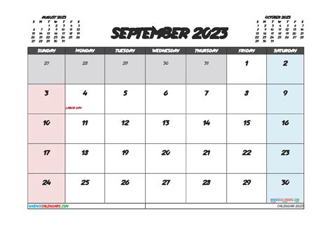 Printable Monthly Calendar September