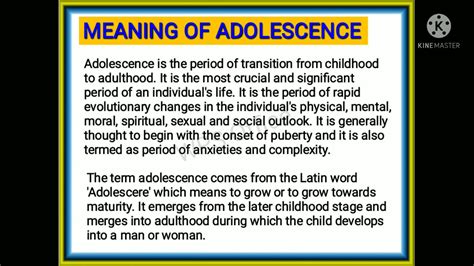 Meaning And Definition Of Adolescencebed Notes In