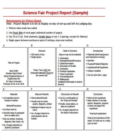 Free 9 Sample Science Project Reports In Ms Word Pdf