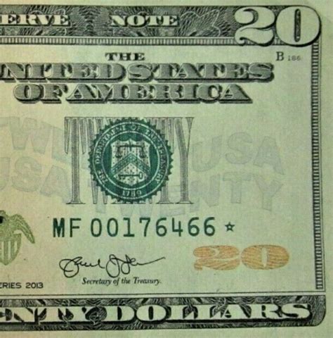 2013 20 Dollar Bill Star Us Federal Reserve Note 335 20 Dollar
