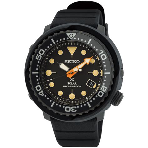Seiko Prospex Black Series Solar Powered Divers Watch Tuna Sne577p1