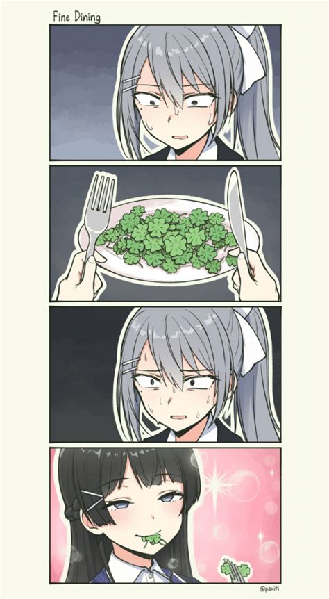 2 Anime Girls Eating 4 Leaf Clovers I Think Rmemetemplatesofficial