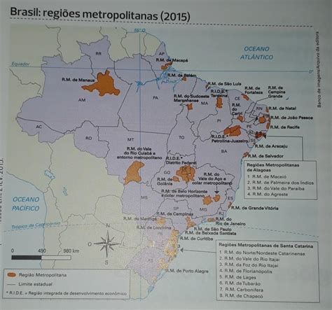 3 Observe Atentamente O Mapa Brasil Regiões Metropolitanas 2015 E Responda As Questões O