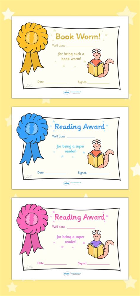 Book Reading Award Certificates Bokcrot