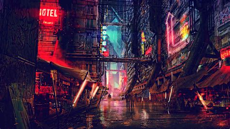 Hintergrundbilder Nacht Kunstwerk Futuristische Stadt Cyberpunk