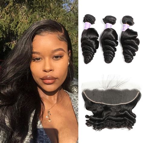 Indian Remy Loose Wave Hair Weave Dsoar Hair Lace Frontal Closure With