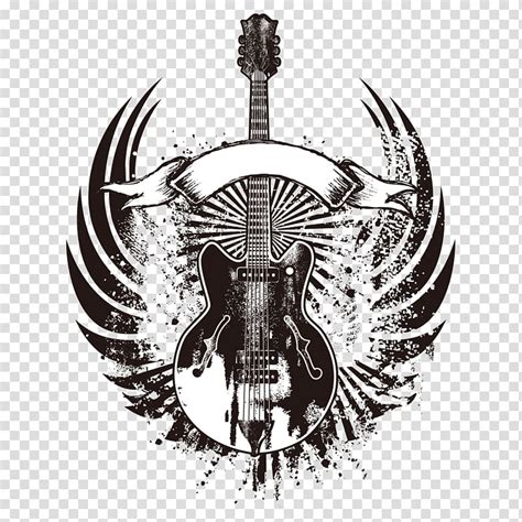 Black And White Guitar Illustration Guitar Rock Music Guitar Printing