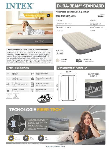 Matelas Gonflable Single High Fiber Tech 1 Place Intex