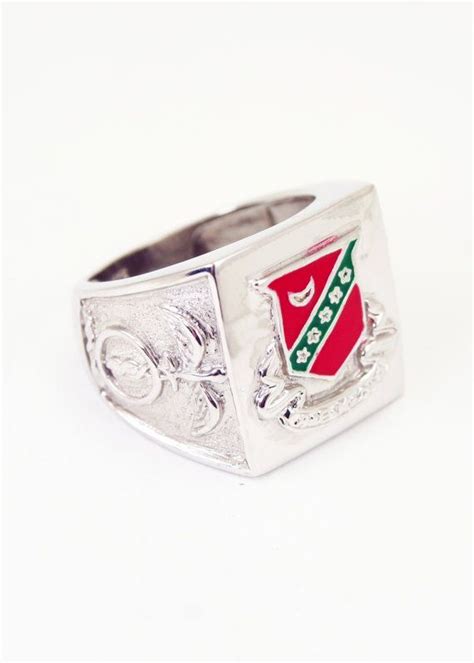 Kappa Sigma Sterling Silver Ring With Raised Crest And Red Enamel ΚΣ