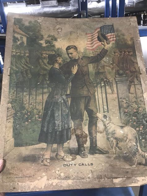 Original Wwi Lithograph Poster Duty Calls Chicago Eg Renesch 1917