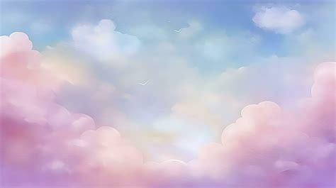 Hand Painted Watercolor Sky Cloud Background With A Pastel Colored