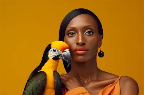 Premium Photo A Woman With A Parrot On Her Shoulder