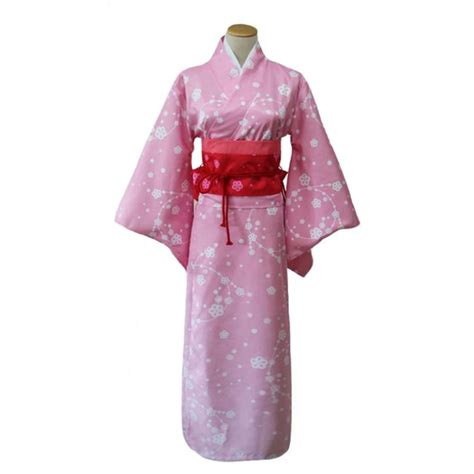 Pink Lady Kimono With Obi Japanese Traditional Yukata Girl Anime