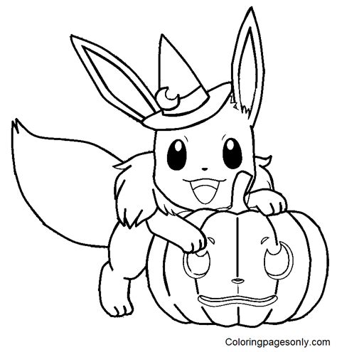 Halloween Pokemon Eevee Coloring Page Free Printable Coloring Pages