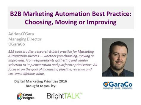 B2b Marketing Automation Best Practice Choosing Moving Or Improving