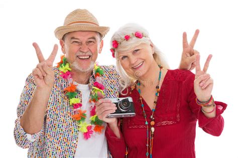 Senior Couple Dressed Like A Hippie Stock Photo Image Of