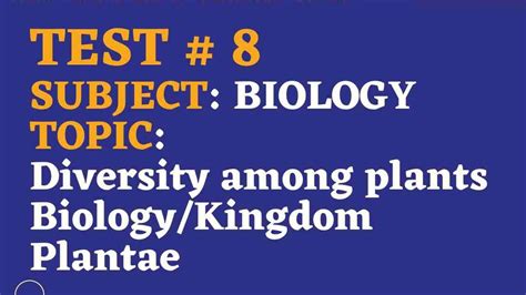 Diversity Among Plants Biology Test 8 Wisegot