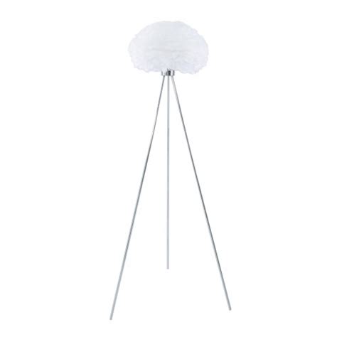 Chrome Tripod Floor Lamp With White Feather Shade 1625cm Will And