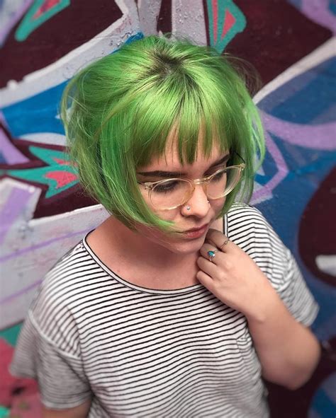 Neon Green Vivid Hair Fantasy Color Womens Bob Fantasy Hair Color