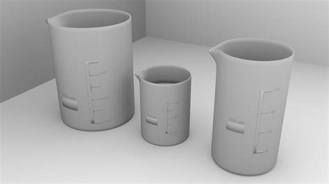 150ml 250ml And 800ml Glass Beaker With Liquid 3d Model By Unos