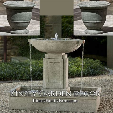 Three Pictures Of A Fountain With Water Running From Its Sides And The