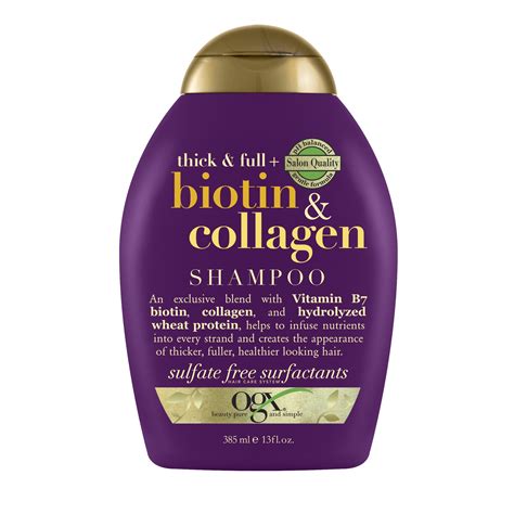 Ogx Thick And Full Biotin And Collagen Shampoo For Thin Hair Paraben Free 13 Fl Oz