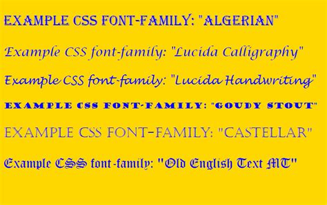 All Css Font Families With Examples