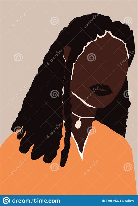 Abstract Modern Young African American Black Woman Portrait Silhouette