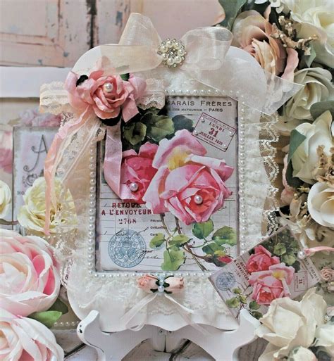 Shabby Chic Vintage Catherin Klein Pink Roses Walltable Decor Sign
