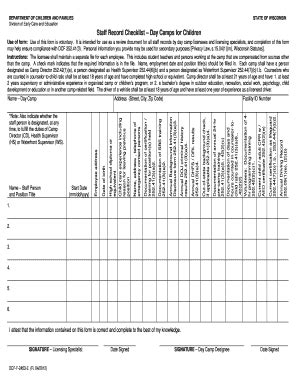 Dcf Staff Record Checklist Fill Online Printable Fillable Blank PdfFiller