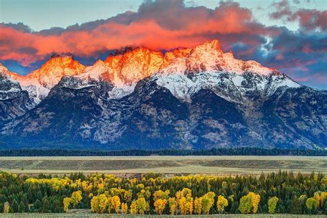 State of wyoming after gannett peak. Unspoiled Nature and Snowy Peaks in The Teton Range, USA ...